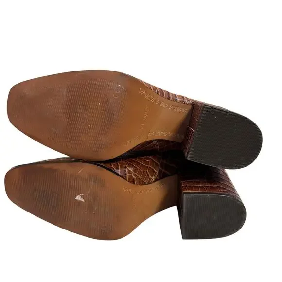 Vionic Harper Brown Croc Embossed Leather Ankle Boots Size 10 - Picture 5 of 6